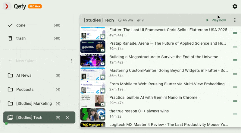 Screenshot: queue playback controls